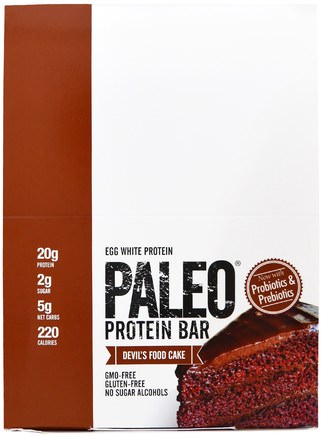 Paleo Protein Bar, Devils Food Cake, 12 Bars, 2.22 oz (63.1 g) Each by The Julian Bakery-Sport, Protein Barer