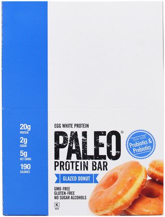 Paleo Protein Bar, Glazed Donut, 12 Bars, 2.12 oz (60 g) Each by The Julian Bakery-Sport, Protein Barer