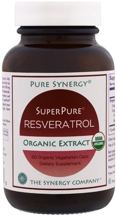 Pure Synergy, Organic Super Pure Resveratrol Organic Extract, 60 Organic Veggie Caps by The Synergy Company-Kosttillskott, Resveratrol, Anti-Aging