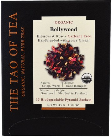 Organic Bollywood, 15 Pyramid Sachets, 1.58 oz (45 g) by The Tao of Tea-Mat, Örtte, Vitamin C, Rosen Höfter