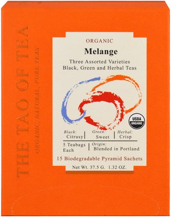 Organic Melange, Three Assorted Varieties, 15 Pyramid Sachets, 1.32 oz (37.5 g) by The Tao of Tea-Kosttillskott, Antioxidanter, Grönt Te, Mat, Örtte