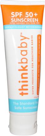 Thinkbaby, SPF 50+ Sunscreen, 3 fl oz (89 ml) by Think-Bad, Skönhet, Solskyddsmedel, Thinkbaby Kategori, Spf 50-75