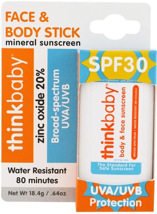 Thinkbaby, Sunscreen Stick, SPF 30, 0.64 oz (18.4 g) by Think-Bad, Skönhet, Solskyddsmedel, Thinkbaby Kategori
