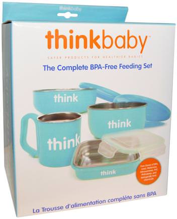 Thinkbaby, The Complete BPA-Free Feeding Set, Light Blue, 1 Set by Think-Barns Hälsa, Barn Mat, Thinkbaby Kategori