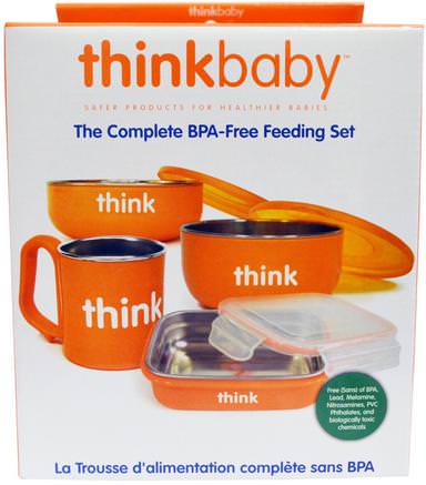 Thinkbaby, The Complete BPA-Free Feeding Set, Orange, 1 Set by Think-Barns Hälsa, Barn Mat, Thinkbaby Kategori