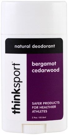Thinksport, Natural Deodorant, Bergamot Cedarwood, 2.9 oz (85.8 ml) by Think-Bad, Skönhet, Deodorant