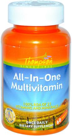 All-In-One Multivitamin, 60 Veggie Caps by Thompson-Vitaminer, Multivitaminer