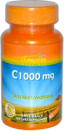 C1000 mg, 60 Capsules by Thompson-Vitaminer, Vitamin C, Vitamin C Askorbinsyra