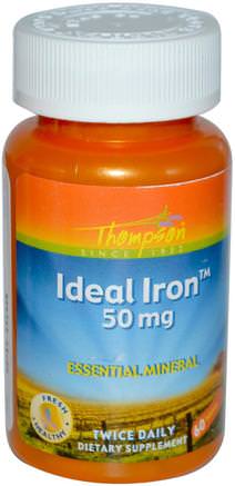 Ideal Iron, 50 mg, 60 Tablets by Thompson-Kosttillskott, Mineraler, Järn