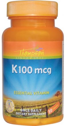 K, 100 mcg, 30 Capsules by Thompson-Vitaminer, Vitamin K