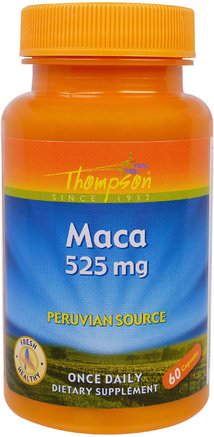 Maca, 525 mg, 60 Capsules by Thompson-Hälsa, Män, Maca, Kosttillskott, Adaptogen