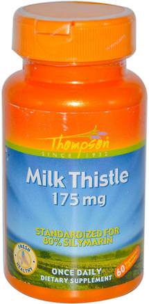 Milk Thistle, 175 mg, 60 Veggie Caps by Thompson-Hälsa, Detox, Mjölktistel (Silymarin)