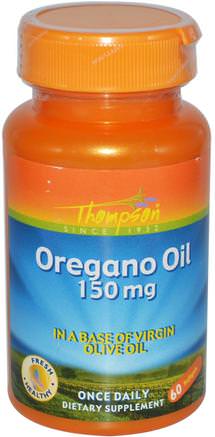 Oregano Oil, 150 mg, 60 Softgels by Thompson-Kosttillskott, Oregano Olja, Hälsa