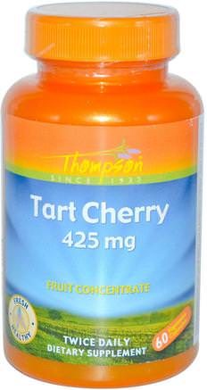 Tart Cherry, 425 mg, 60 Veggie Caps by Thompson-Kosttillskott, Antioxidanter, Frukt Extrakt, Körsbär (Frukt Svart Vild)
