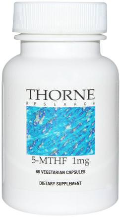 5-MTHF, 1 mg, 60 Vegetarian Capsules by Thorne Research-Vitaminer, Folsyra, 5-Mthf Folat (5 Metyltetrahydrofolat)