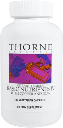 Basic Nutrients IV with Copper and Iron, 180 Vegetarian Capsules by Thorne Research-Vitaminer, Multivitaminer