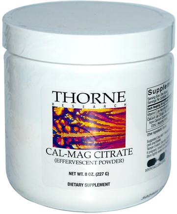 Cal-Mag Citrate, Effervescent Powder, 8 oz (227 g) by Thorne Research-Kosttillskott, Mineraler, Kalcium