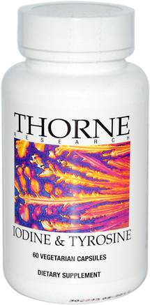 Iodine & Tyrosine, 60 Vegetarian Capsules by Thorne Research-Kosttillskott, Mineraler, Jod
