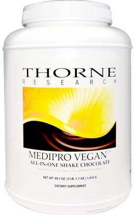 Medipro Vegan, All-In-One Shake, Chocolate, 49.7 oz (1.410 g) by Thorne Research-Kosttillskott, Protein, Multivitaminer