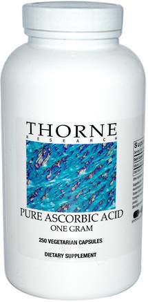 Pure Ascorbic Acid, 250 Vegetarian Capsules by Thorne Research-Vitaminer, Vitamin C, Vitamin C Askorbinsyra