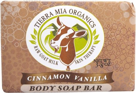 Raw Goat Milk Skin Therapy, Body Soap Bar, Cinnamon Vanilla, 3.8 oz by Tierra Mia Organics-Bad, Skönhet, Tvål