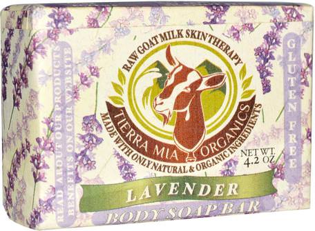 Raw Goat Milk Skin Therapy, Body Soap Bar, Lavender, 4.2 oz by Tierra Mia Organics-Bad, Skönhet, Tvål