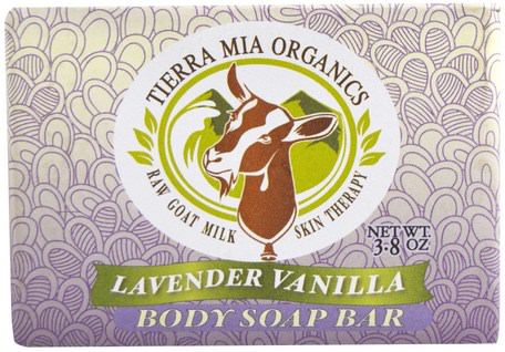 Raw Goat Milk Skin Therapy, Body Soap Bar, Lavender Vanilla, 3.8 oz by Tierra Mia Organics-Bad, Skönhet, Tvål