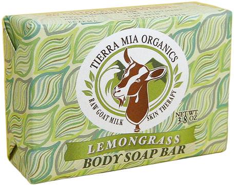 Raw Goat Milk Skin Therapy, Body Soap Bar, Lemon Grass, 3.8 oz by Tierra Mia Organics-Bad, Skönhet, Tvål