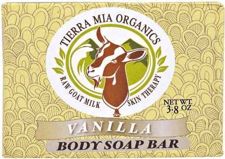 Raw Goat Milk Skin Therapy, Body Soap Bar, Vanilla, 3.8 oz by Tierra Mia Organics-Bad, Skönhet, Tvål