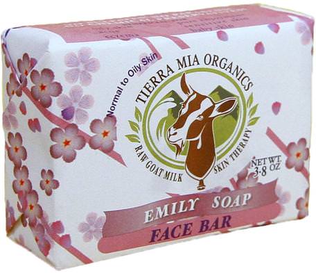 Raw Goat Milk Skin Therapy, Face Bar, Emily Soap, 3.8 oz by Tierra Mia Organics-Bad, Skönhet, Tvål