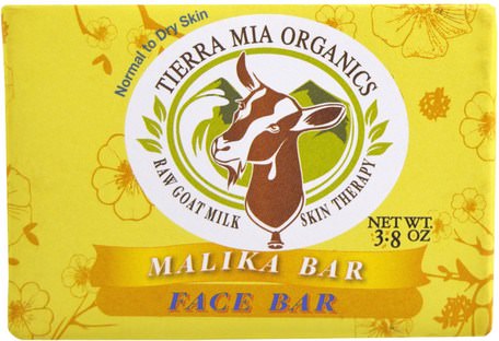 Raw Goat Milk Skin Therapy, Face Bar, Malika, 3.8 oz by Tierra Mia Organics-Bad, Skönhet, Tvål