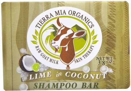 Raw Goat Milk Skin Therapy, Shampoo Bar, Lime in Coconut, 3.8 oz by Tierra Mia Organics-Bad, Skönhet, Hår, Hårbotten, Schampo, Balsam, Tvål