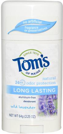 Natural Long Lasting Deodorant, Aluminum-Free, Wild Lavender, 2.25 oz (64 g) by Toms of Maine-Bad, Skönhet, Deodoranta Kvinnor