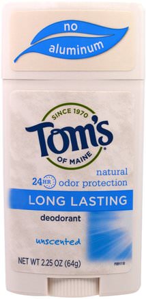 Natural Long-Lasting Deodorant, Unscented, 2.25 oz (64 g) by Toms of Maine-Bad, Skönhet, Deodorant