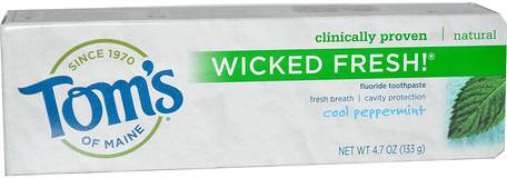 Wicked Fresh! Fluoride Toothpaste, Cool Peppermint, 4.7 oz (133 g) by Toms of Maine-Bad, Skönhet, Tandkräm