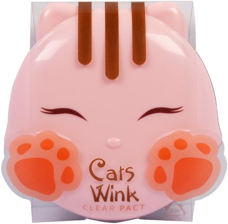 Cats Wink, Clear Pact, Light Beige.38 oz (11 g) by Tony Moly-Bad, Skönhet, Smink, Kompakt Pulver