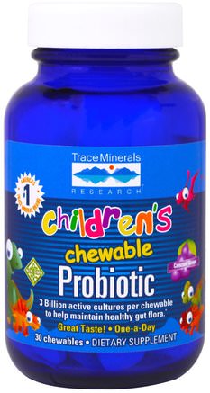 Childrens Chewable Probiotic, Concord Grape, 30 Chewables by Trace Minerals Research-Kosttillskott, Probiotika, Probiotika För Barn, Stabiliserade Probiotika