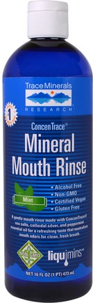 ConcenTrace Mineral Mouth Rinse, Mint, 16 fl oz (473 ml) by Trace Minerals Research-Kosttillskott, Mineraler, Spårmineraler, Bad, Skönhet, Oral Tandvård, Munvatten