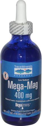 Mega-Mag, Natural Ionic Magnesium with Trace Minerals, 400 mg, 4 fl oz (118 ml) by Trace Minerals Research-Kosttillskott, Mineraler, Magnesium