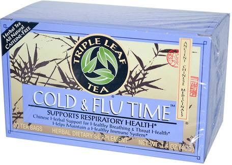 Cold & Flu Time, 20 Tea Bags, 1.4 oz (40 g) by Triple Leaf Tea-Hälsa, Kall Influensa Och Virus, Kall Och Influensa
