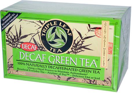 Decaf Green Tea, 20 Tea Bags, 1.4 oz (40 g) by Triple Leaf Tea-Kosttillskott, Antioxidanter, Grönt Te