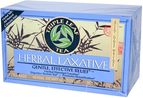 Herbal Laxative, 20 Tea Bags, 1.4 oz (40 g) by Triple Leaf Tea-Hälsa, Förstoppning