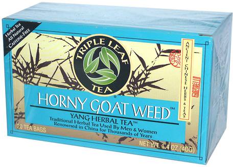 Horny Goat Weed, Caffeine-Free, 20 Tea Bags, 1.4 oz (40 g) by Triple Leaf Tea-Sverige