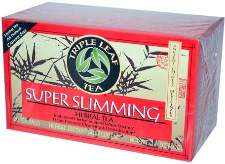 Super Slimming, Caffeine-Free, 20 Tea Bags, 1.4 oz (40 g) by Triple Leaf Tea-Viktminskning, Kost