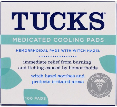 Medicated Cooling Pads, 100 Pads by Tucks-Hälsa, Hud, Häxhasel, Hemorrojder, Hemorrojder