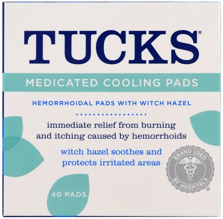 Medicated Cooling Pads, 40 Pads by Tucks-Hälsa, Hud, Häxhasel, Hemorrojder, Hemorrojder
