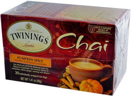 Chai, Pumpkin Spice, 20 Tea Bags, 1.41 oz (40 g) by Twinings-Mat, Örtte, Chai Te