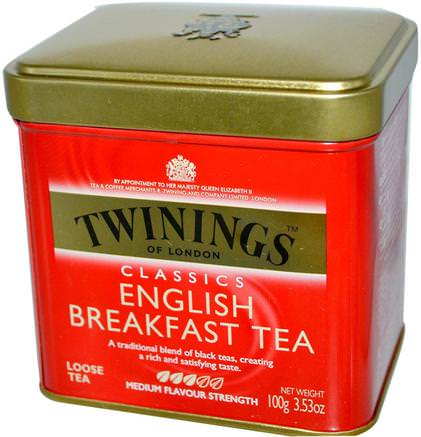 Classics, English Breakfast Loose Tea, 3.53 oz (100 g) by Twinings-Mat, Örtte, Engelsk Frukost
