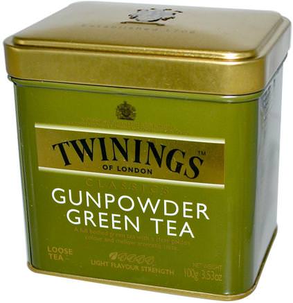 Classics, GunPowder Green Loose Tea, 3.53 oz (100 g) by Twinings-Mat, Örtte, Grönt Te