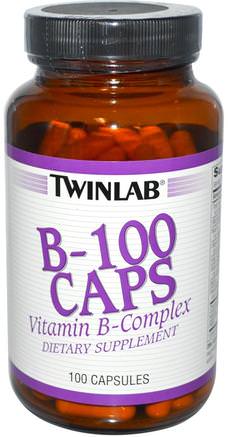 B-100 Caps, 100 Capsules by Twinlab-Vitaminer, Vitamin B, Vitamin B-Komplex, Vitamin B-Komplex 100
